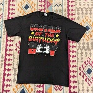 Boy's Size Small Black Brother Of The Birthday Boy Mouse Family T Shirt